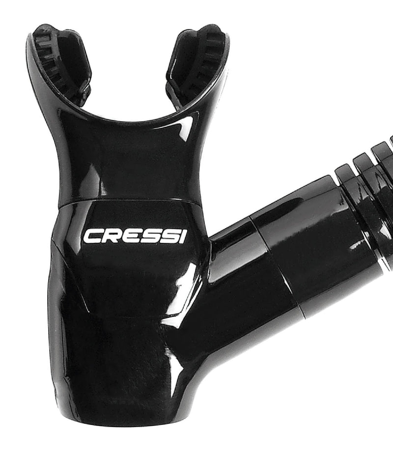 [AUSTRALIA] - Cressi Adult Diving Dry Snorkel with Splash Guard and Top Valve - Supernova Dry: Designed in Italy Black/Black 