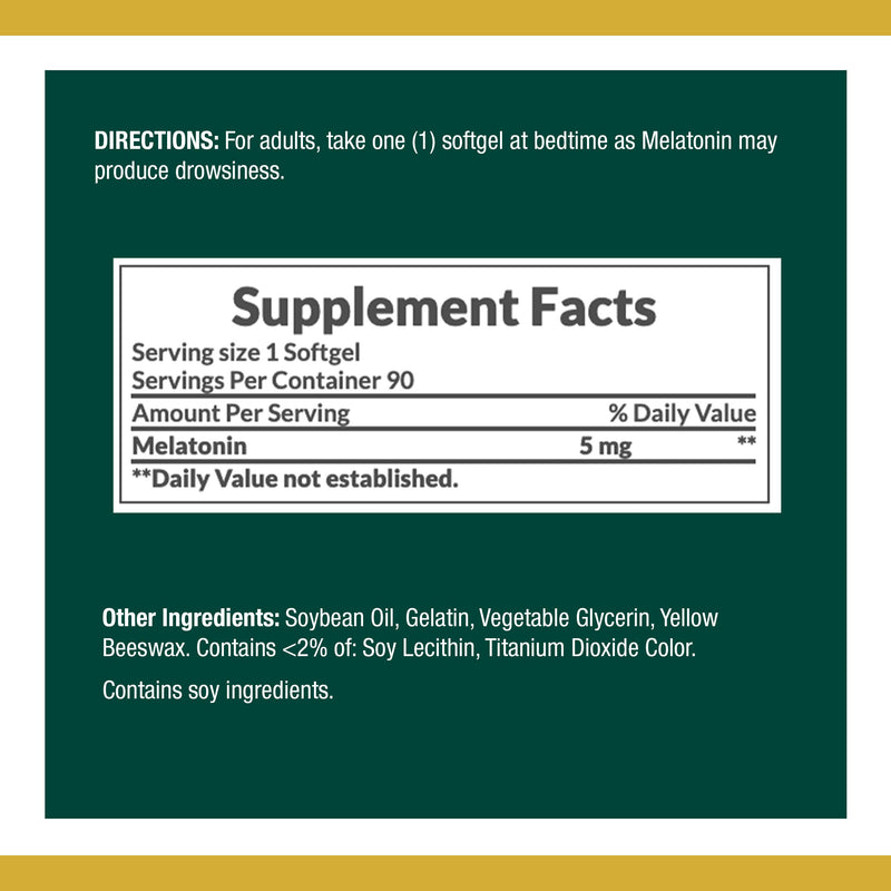 Nature's Bounty Melatonin, 100% Drug Free Sleep Aid, Dietary Supplement, Unflavored 90 Count - BeesActive Australia