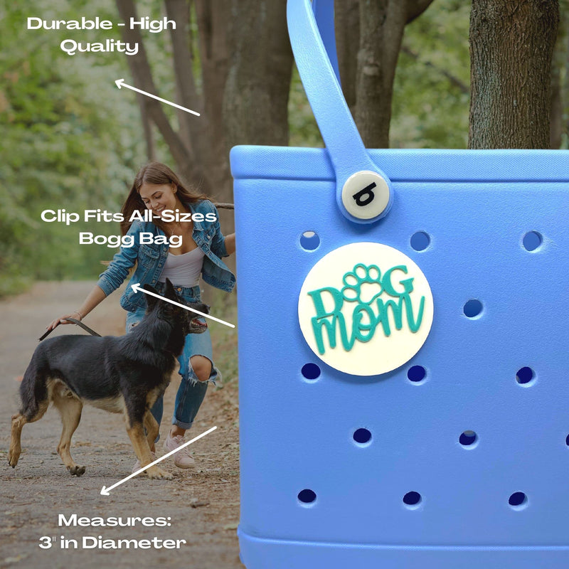 BOGLETS - Dog Mom Charm - Decorative Charm Accessories Compatible with Bogg Bags, Simply Southern and other Tote Bags. - (Teal and White) - BeesActive Australia