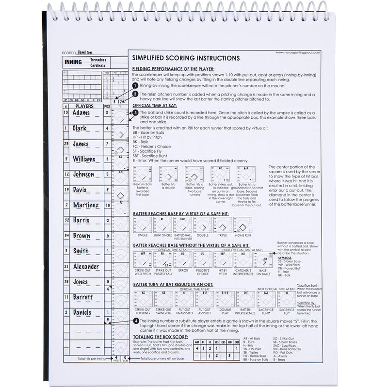 Murray Sporting Goods Baseball/Softball Scorebook - 35 Games - 16 Players - BeesActive Australia