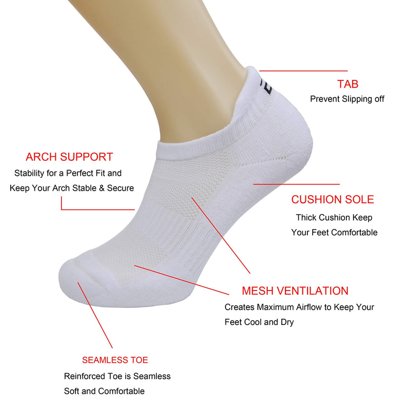 1/2/6 Pairs Ankle Athletic Socks Low Cut Sports Running Tab Socks for Men and Women Black Medium - BeesActive Australia