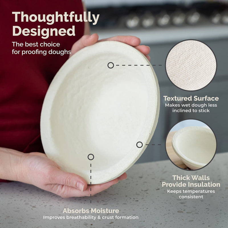 Bulka Banneton Bread Proofing Basket Spruce Wood Pulp Round 8" Plane, Sourdough Bread Baking Supplies Brotform - Non-Stick Dough Proving Bowl, Gifts for Bakers making Artisan Loaves, Made in Germany. Plane 500g - BeesActive Australia