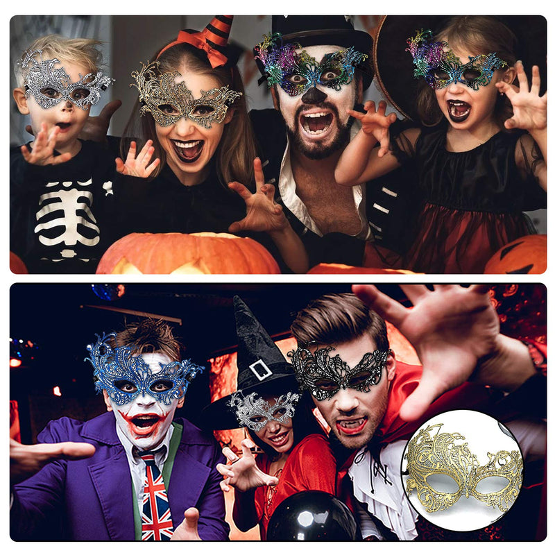 Kaliosy Halloween Masquerade Mask Lace Luxury Sexy Half Veil Eye Masks, Party Cosplay Venetian Mask Carnival Night Club Masks Ball Prom Wedding for Girls Women Decoration - BeesActive Australia