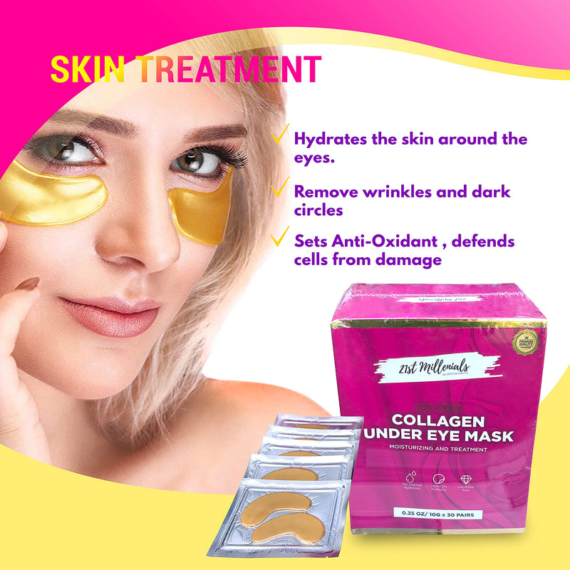 30 Pairs, Collagen Moisturizing And Treatment, Under Eye 24K Gold Patches, Undereye for Puffy Eyes, Wrinkles, Eye Bags, Dark Circles, And Anti-Aging. Will Brighten And Tighten Up Under Eyes. - BeesActive Australia