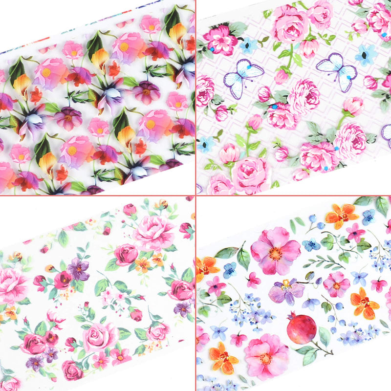 Flowers Nail Foils Transfer Nail Stickers 10 Sheets Retro Small Beauty Floral Flower Rose Design For Acrylic Nail Supplies DIY Wraps Manicure Tips Charms Nail Decorations - BeesActive Australia