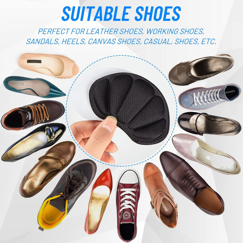 Heel Cushion Pads, 8 Pcs Mesh Self-Adhesive Heel Cushion Inserts for Back of Heel, Heel Grips Pads Prevent Shoes Too Big for Women Men, Black - BeesActive Australia