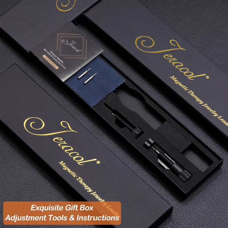 Jeracol Lymph Detox Men Magnetic Bracelet,3X Ultra Strength Magnets Pure Titanium Magnetic Wristband for Valentine's Day Gift,Unique Folding Clasp Brazaletes with Adjustable Tool&Gift Box Titanium-black - BeesActive Australia