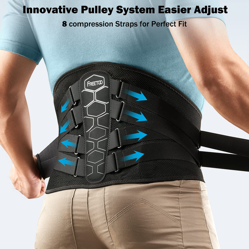FREETOO Back Brace for Lower Back Pain Relief with Pulley System,Lumbar Support Belt for Men & Women with Lumbar Pad, Ergonomic Design and Soft Breathable 3D Knit Material,for Herniated Disc,Sciatica High Support Large (Waist: 40.5～47.2 Inch) - BeesActive Australia