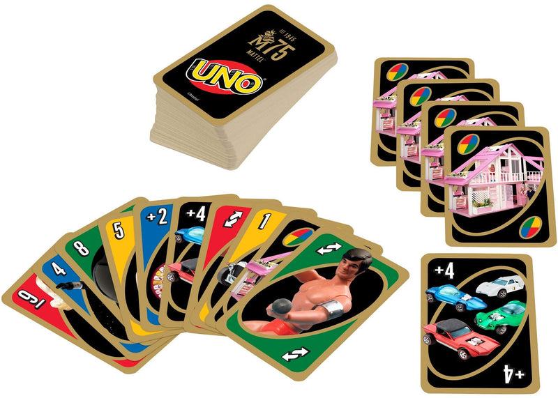 UNO Mattel 75th Anniversary Card Game with 112 Cards & Instructions for Players 7 Year Olds & Up, Gift for Kid, Family & Adult Game Night - BeesActive Australia