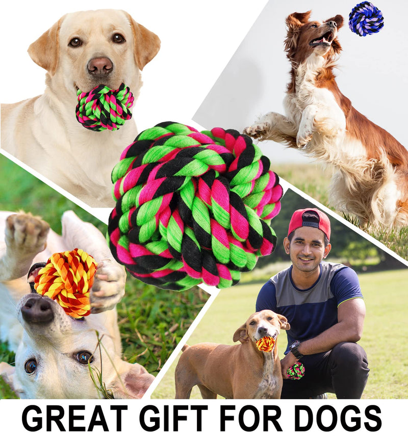 XL Dog Chew Toys for Aggressive Chewers, 6 Pack Almost Indestructible Dog Balls for Large Dogs, Heavy Duty Dental Cotton Dog Rope Toy for Medium Dogs, Puppy Teething Chew Toys, Interactive Dog Toys - BeesActive Australia