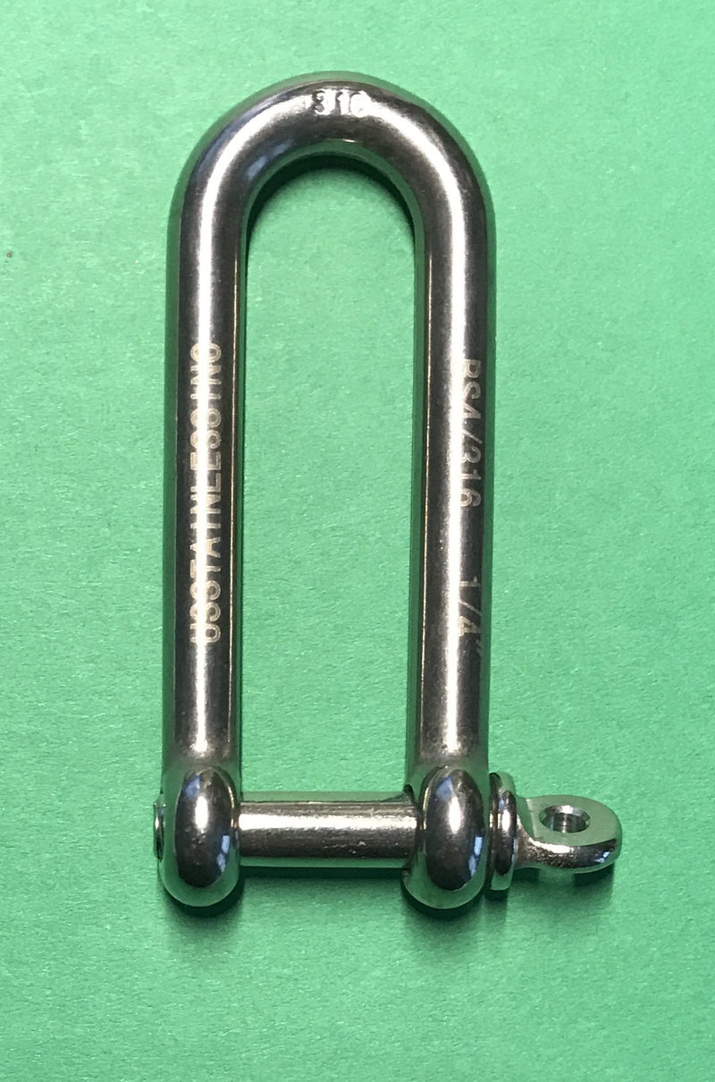 [AUSTRALIA] - Stainless Steel 316 Long D Shackle 1/4" (6mm) Marine Grade Dee 