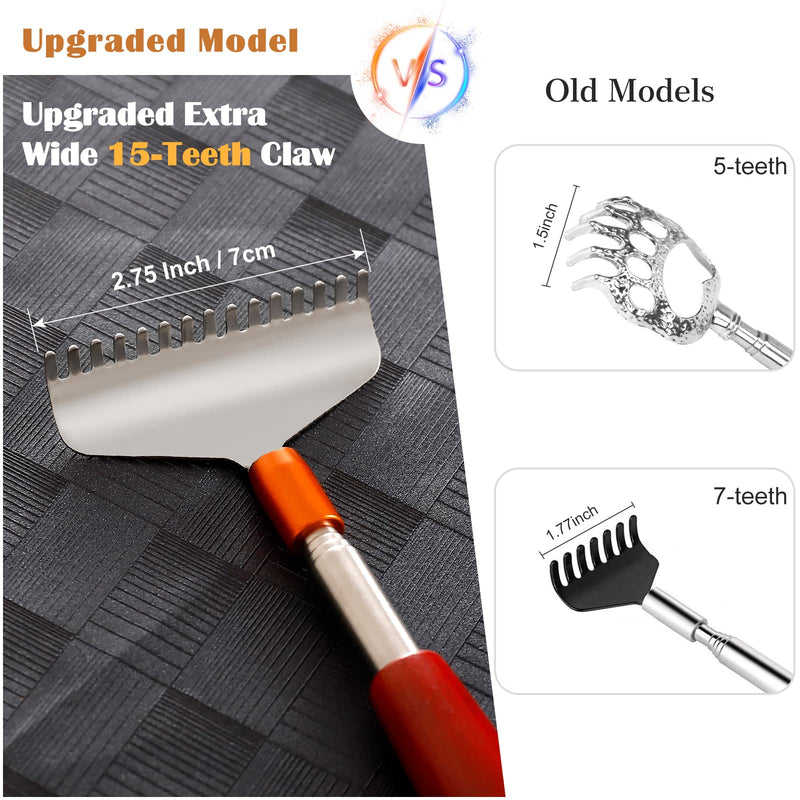 Long Back Scratcher, Azymi Telescopic Back Scratcher for Men Women 24Inch with Wood Handle- Massage Roll, Upgraded Wide Steel 15-Tooth Head, Compact Sturdy Metal Hand Back Scratchers Massager L - BeesActive Australia
