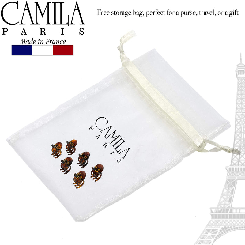 Camila Paris CP2374 French Hair Clip for Women, Set of 6 Extra Small Tortoise Shell Girls Hair Claw Clip Fashion Styling Hair Accessories for Women, Ladies Strong Hold Grip Clamp, Made in France Tortoise Shell 1" - BeesActive Australia