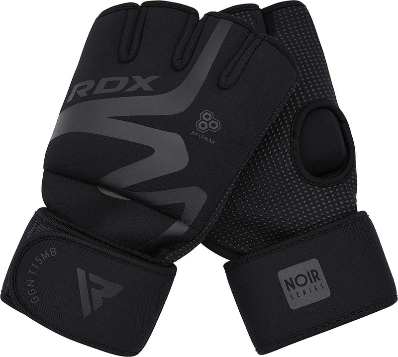 [AUSTRALIA] - RDX Boxing Hand Wraps Inner Gloves for Punching - Neoprene Padded Fist Protector Under Mitts with Long Wrist Support - Great for Multi-Purpose Training MMA, Muay Thai, Martial Arts & Kickboxing Black Medium 