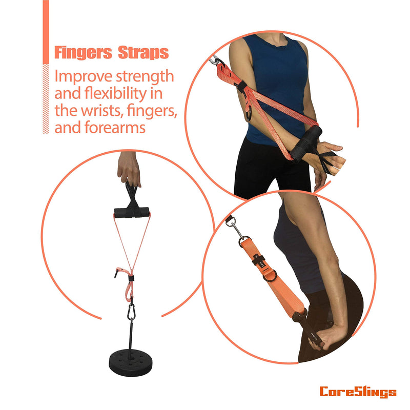 CoreSlings Cable Exercise Handles with Finger Straps for gripping Forearm Strength Training, Workout Handles Cable attachments for Gym, Resistance Bands Handles. Orange - BeesActive Australia