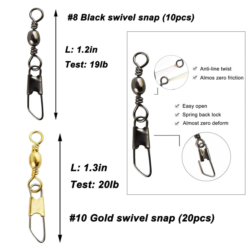 [AUSTRALIA] - Hook Snap Swivel Sinker Assortment 110Pcs Fishing Tool Assortment Terminal Tackle Baitholder Hooks Octopus Hook Circle Hooks Sinker 