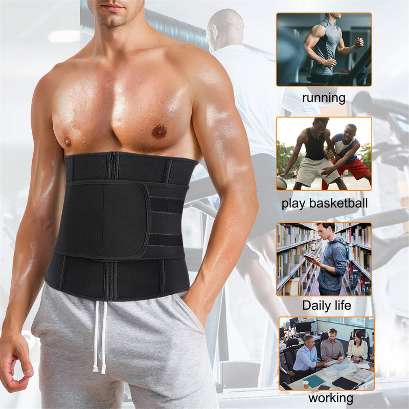TAILONG Mens Waist Trimmer Belt Neoprene Waist Trainer for Weight Loss Slimming Body Shaper Workout Belly Band Sports Girdles Black Small - BeesActive Australia