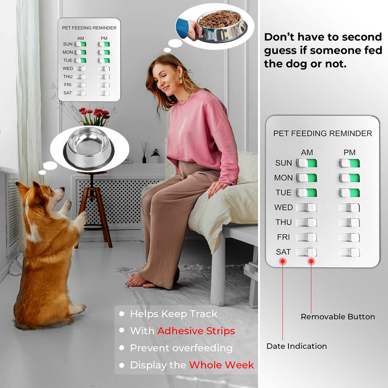YARKOR Dog Feeding Reminder Magnetic Reminder Sticker,AM/PM Daily Indication Chart Feed Your Pets,Fridge Magnets and Double Sided Tape - Prevent Overfeeding or Obesity Silver - BeesActive Australia