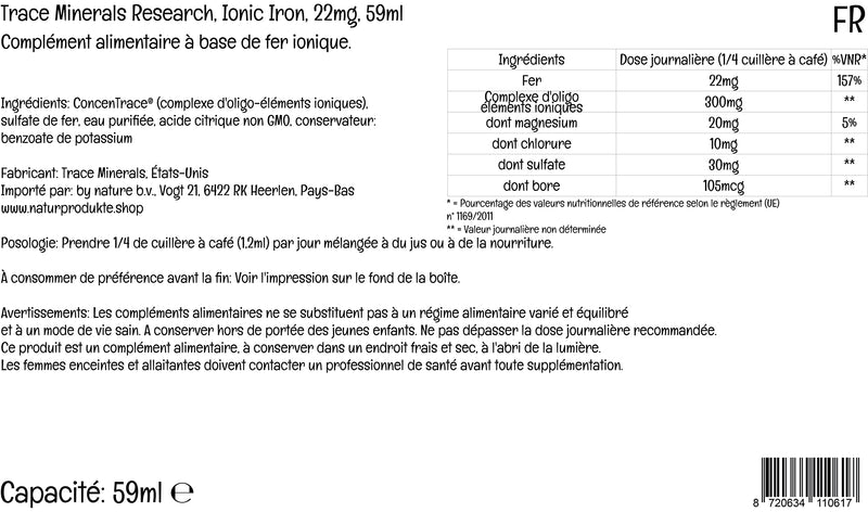 Trace Minerals, Ionic Iron, 22 mg, 59 ml, Laboratory Tested, Gluten Free, SOYA Free, Vegan, Non-GMO - BeesActive Australia