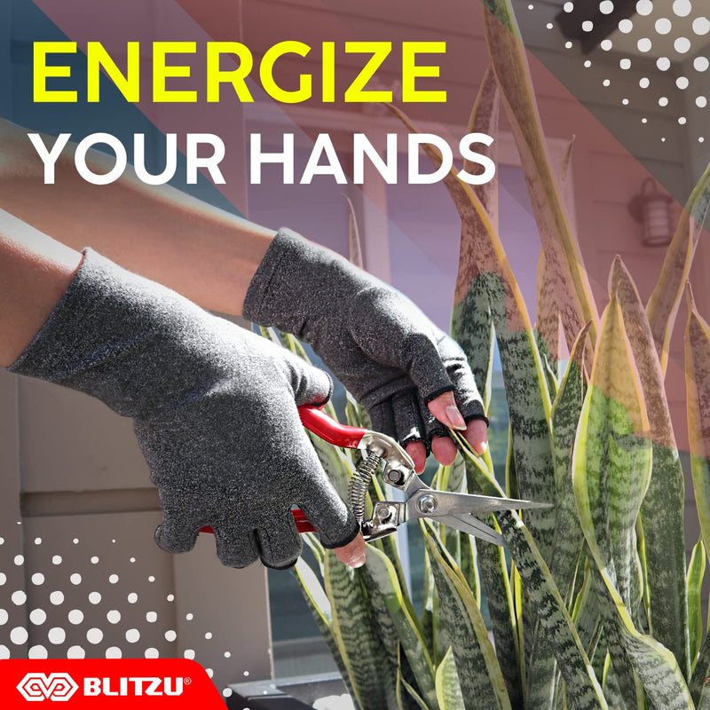 BLITZU Massage Gloves For Hands Copper Hands Arthritis Gloves Women Carpel Tunnel Relief Half Finger Gloves Fingerless Gloves For Women Compression Gloves For Arthritis For Women BLACK M Medium - BeesActive Australia