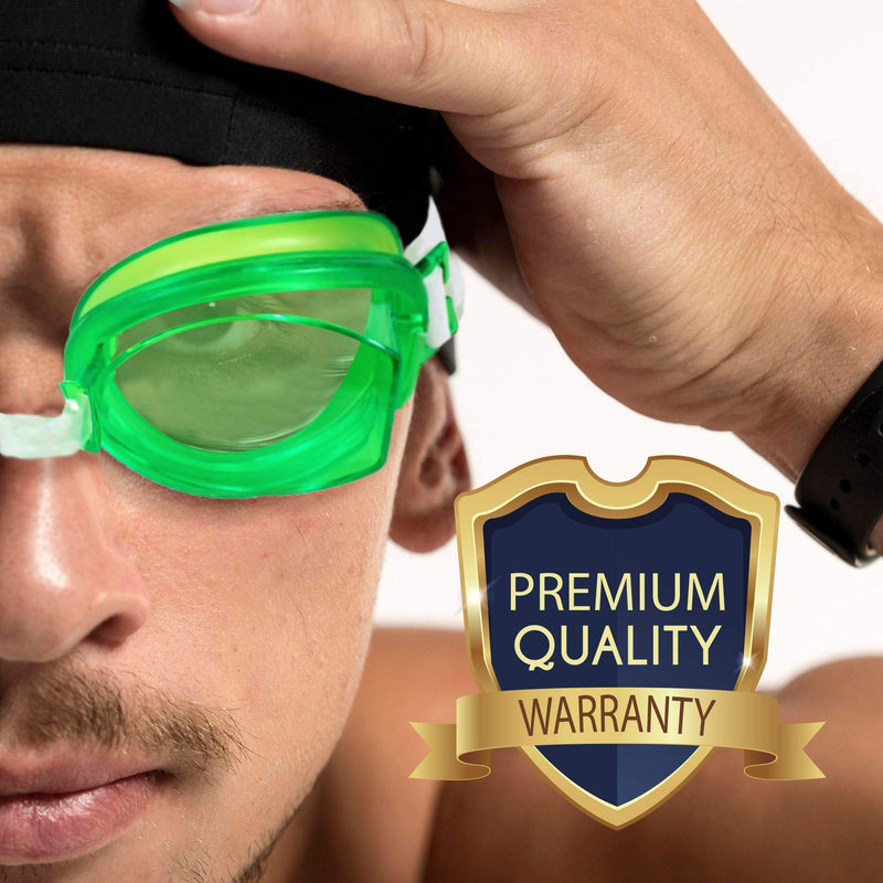 Water Gear No-Leak Anti-Fog Swim Goggles - Adjustable Durable Split Headband and Nose Strap - with UV Protection Green - BeesActive Australia