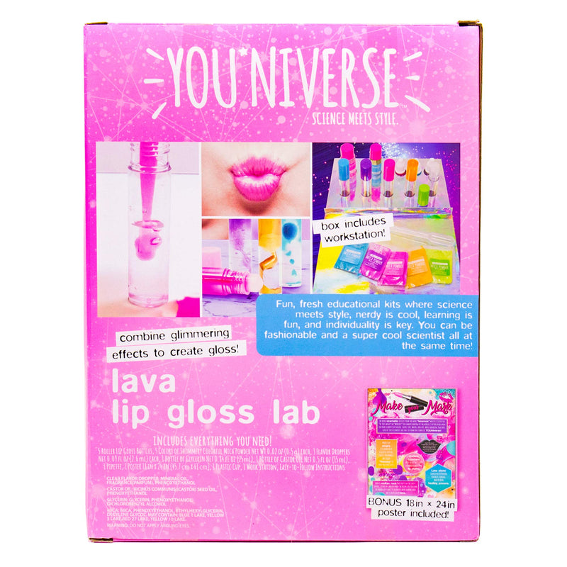 Just My Style Youniverse Lava Lip Gloss Lab by Horizon Group USA, Girl STEM Kit, DIY Lip Gloss Kit, Mix & Make 5 Shimmery Lip Glosses, Includes 5 Roller Lip Gloss Bottles, 3 Flavors, 5 Colors & More - BeesActive Australia