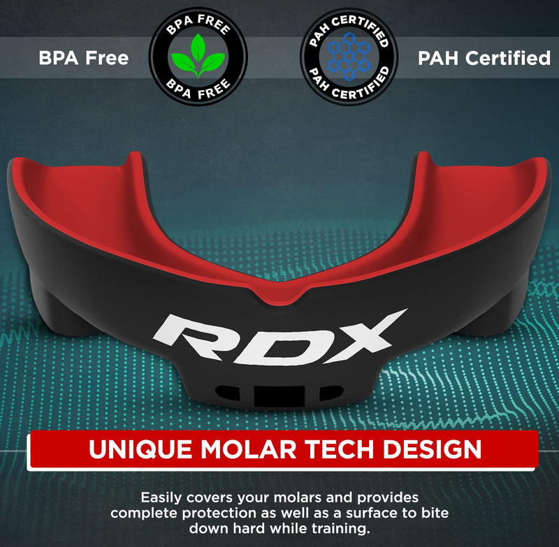 RDX Mouth Guard, Gum Shield, Mouth Guard for Boxing MMA Kickboxing Muay Thai, Mouth Protector with Storage Case, Mouth Protector Used in Hockey Judo Karate Rugby Football Soccer, Adult Above 12 Years Red Black Adult Above 12 Year - BeesActive Australia