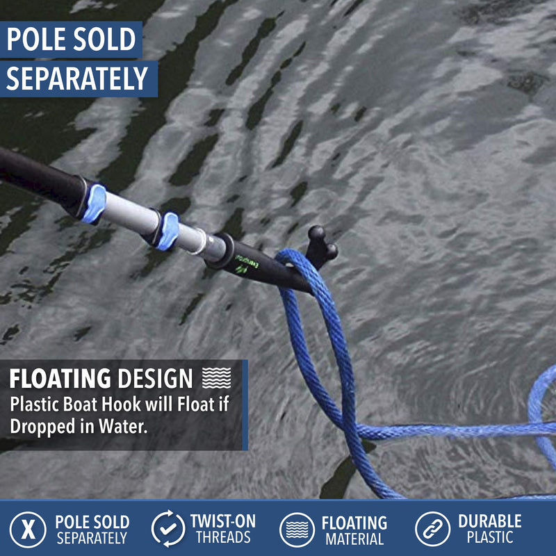 EVERSPROUT Boat Hook Attachment for Extension Pole | Floats & Super Strong Design | Big Reach for Docking | Twists onto 3/4-inch Acme Thread Boat Hook (no pole) - BeesActive Australia