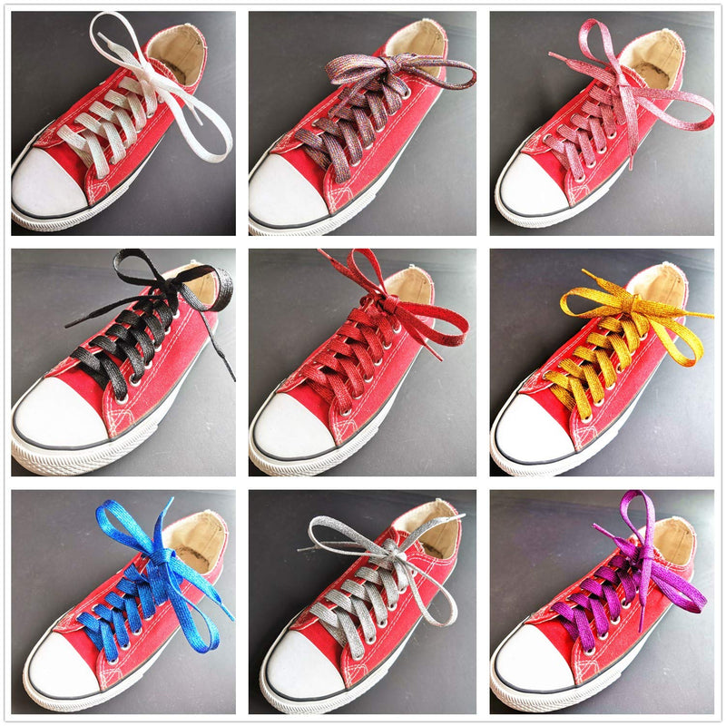 [AUSTRALIA] - Glitter Shoe Laces (2 Pairs 45") Sparkly Shiny Flat Shoelace for Sneakers Canvas Athletic Girls' Cheerleading Shoes White 