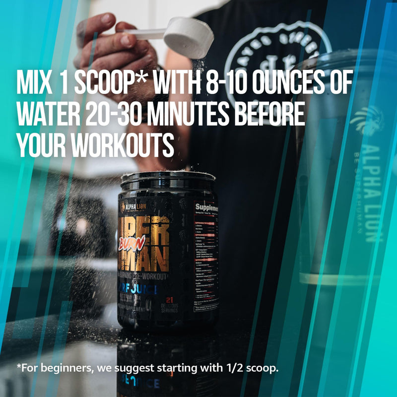 ALPHA LION Superhuman Burn 2-in-1 Metabolism Booster Pre Workout, Weight Loss Supplement, Appetite Suppressant, Fat Loss Support, Energy & Focus Powder (21 Servings, Blue Gummy Bear Flavor) Smurf Juice - BeesActive Australia