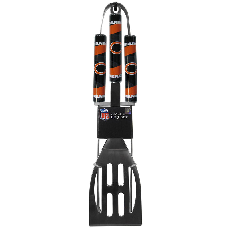 NFL Chicago Bears Steel BBQ Tool Set (2 Piece) One Size Team Color - BeesActive Australia