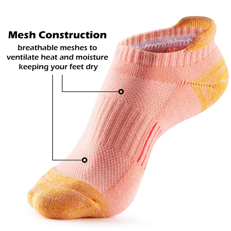 Gonii Ankle Socks Womens Running Athletic No Show Socks Cushioned 5-Pairs 5 Pairs Fun Sorbet Colors 6-8 - BeesActive Australia