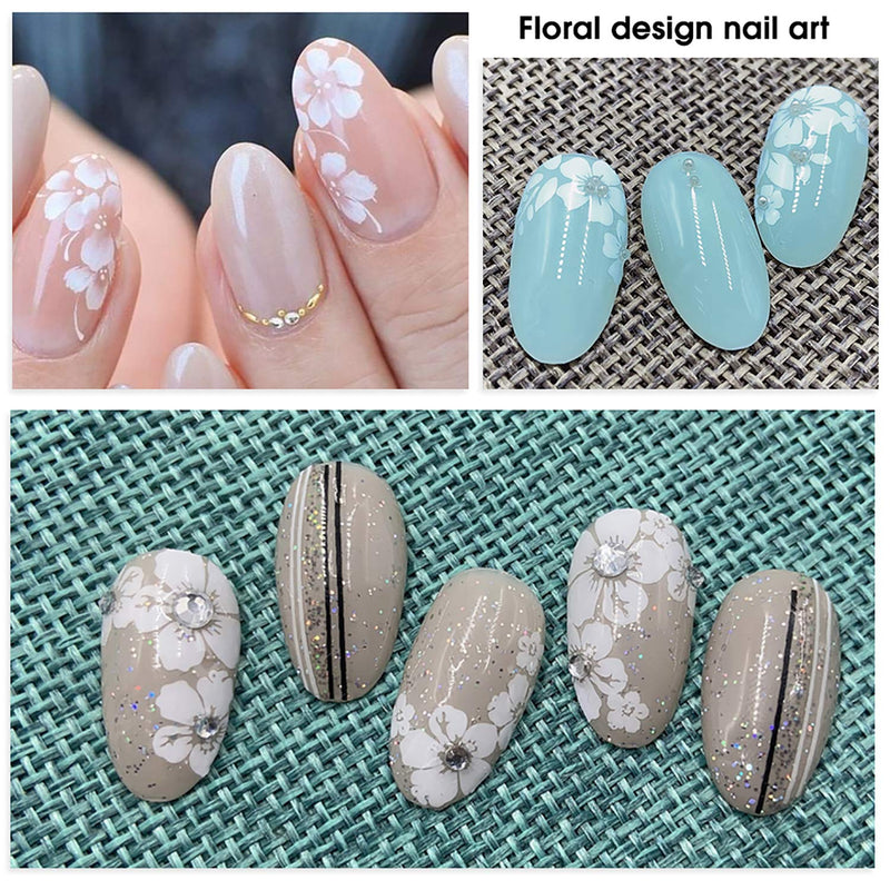 8 Sheets Gold White Small Flower Nail Art Stickers Decals,3D Self-adhesive Flowers Cherry Blossoms Nail Design For Acrylic Nails Supplies,DIY Manicure Nail Decoration Beauty Accessories - BeesActive Australia