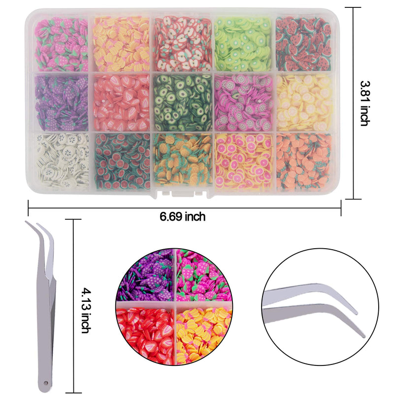 Duufin 10500 Pcs Nail Art Slices Fruits Slices Polymer Nail 3D Slice Colorful DIY Nail Art Supplies with a Tweezers for DIY Crafts, Slime Making and Cellphone Decoration - BeesActive Australia