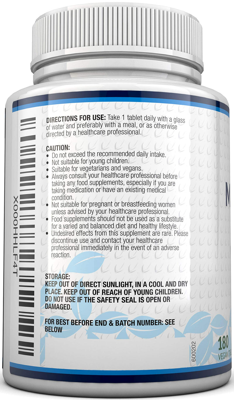 Magnesium Citrate 200mg | 180 Tablets for 6 Month Supply of Magnesium Tablets | Made in The UK by Nu U Nutrition - BeesActive Australia