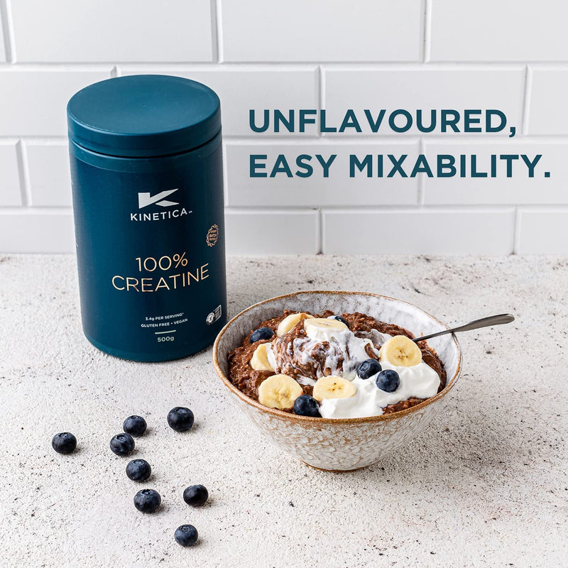 Kinetica 100% Creatine Monohydrate Powder, Gluten Free, Suitable for Vegans, 147 Servings, Unflavoured, 500g - BeesActive Australia