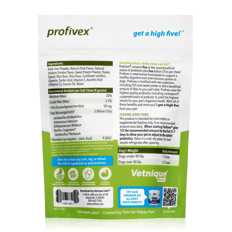 Glandex 120ct Peanut Butter Fiber Supplement Soft Chews with Profivex 30ct Pet Probiotic Soft Chews Bundle - BeesActive Australia