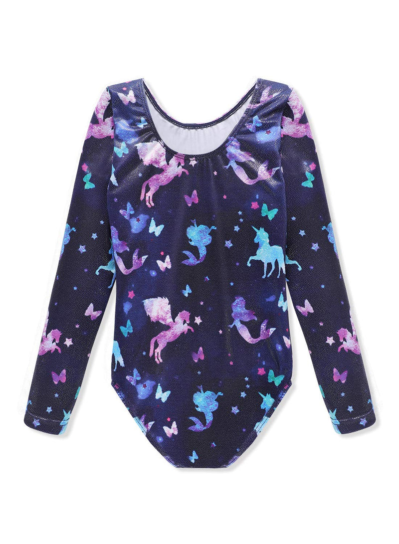 Gymnastics Leotards for Girls Unicorn Pink Purple Sparkly Dancewear Activewear Quick Dry 4-5T Long Sleeve-fancy - BeesActive Australia
