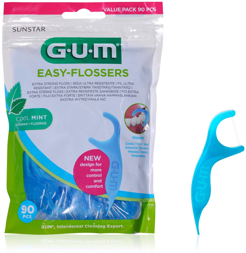 GUM Easy-FLOSSERS | Single-use Flossing Picks | Remove Plaque from Between Teeth | Fluoride and Vitamin E Coating | 90 Sticks - BeesActive Australia