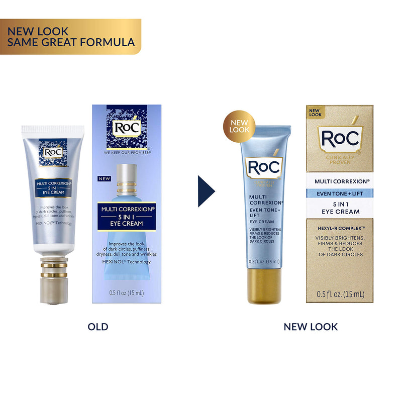 RoC Multi Correxion 5 in 1 Anti-Aging Eye Cream for Puffiness, Under Eye Bags & Dark Circles, 0.5 Fl Oz (Packaging May Vary) - BeesActive Australia