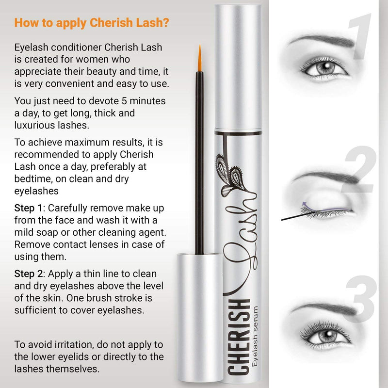 Eyelash Growth Serum Cherish Lash | Conditioner That Makes Longer, Thicker And More Luscious Natural Lashes | Enhancer That Stimulate Regrowth New Eyelashes - BeesActive Australia