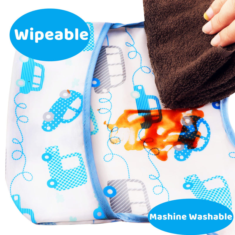 Baby bibs Waterproof Feeding bib - Starter Bib with Catcher Pocket For Todder Infants Washable Soft 4Pac 6-24M colour1 - BeesActive Australia