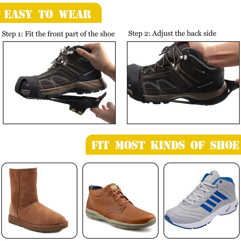 Ice Cleats Snow Traction Cleats Crampons for Shoe and Boots Non-Slip Overshoe for Walking on Snow and Ice Rubber Walking Cleats Anti Slip Crampons 10 Studs Small(2.5- 4 men/4-5.5 women) - BeesActive Australia