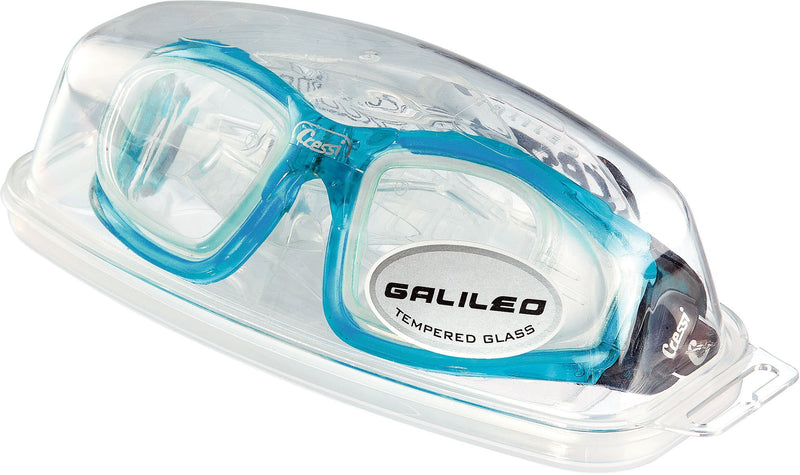 [AUSTRALIA] - Cressi Adult Swim Goggles with Tempered Glass Lens with Anti-UV Treatment | Galileo: Made in Italy Clear/Aquamarine 