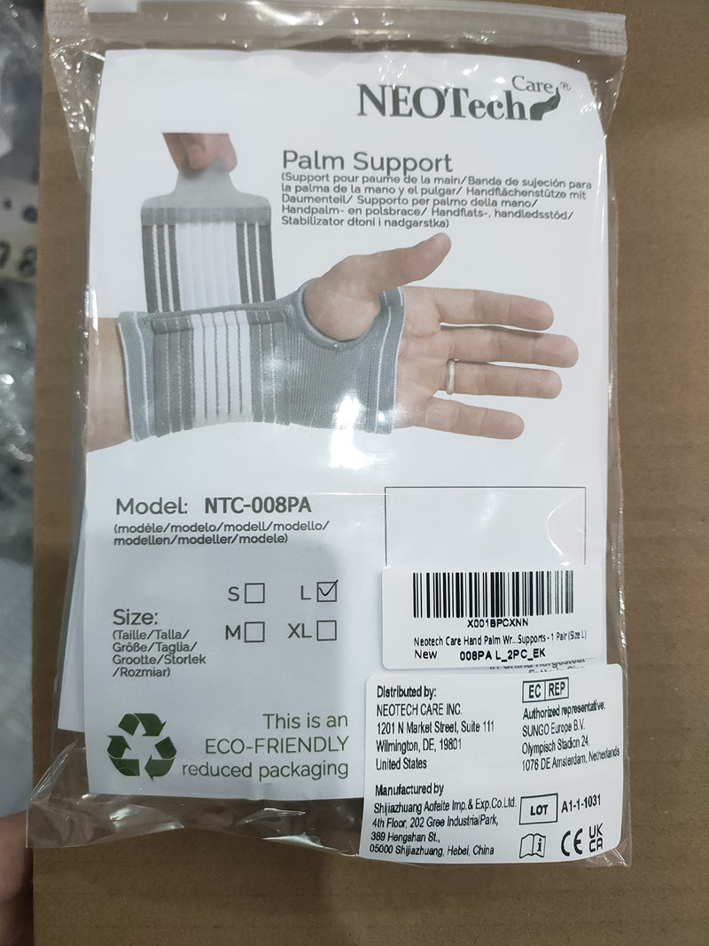 Neotech Care Hand Palm Wrist Support with Adjustable Compression Strap (Size L, 1 Unit) - BeesActive Australia