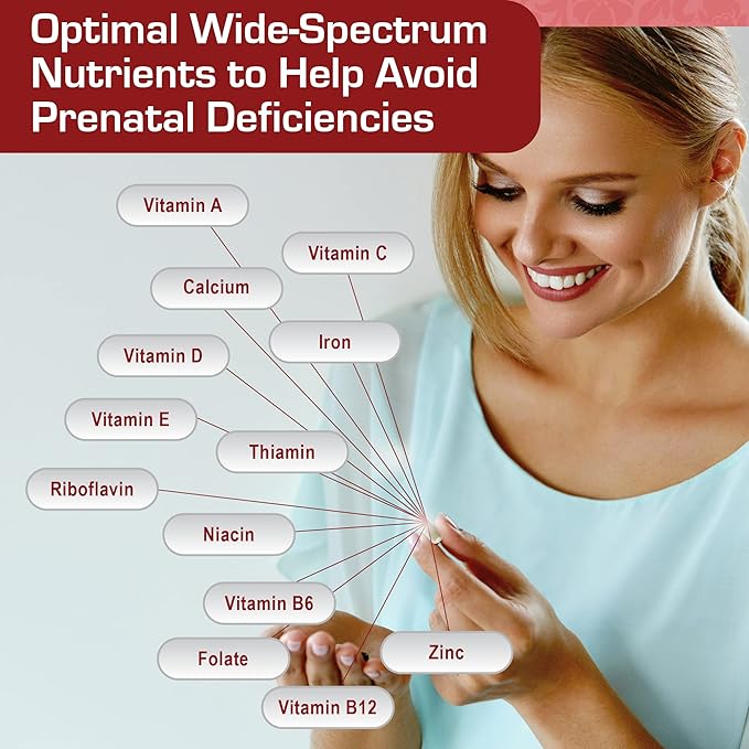Mother's Select Prenatal Plus - Prenatal Vitamins and Minerals - 90 Capsules for 3 Months - Iron, Folic Acid, Calcium - Vegetarian Version - BeesActive Australia