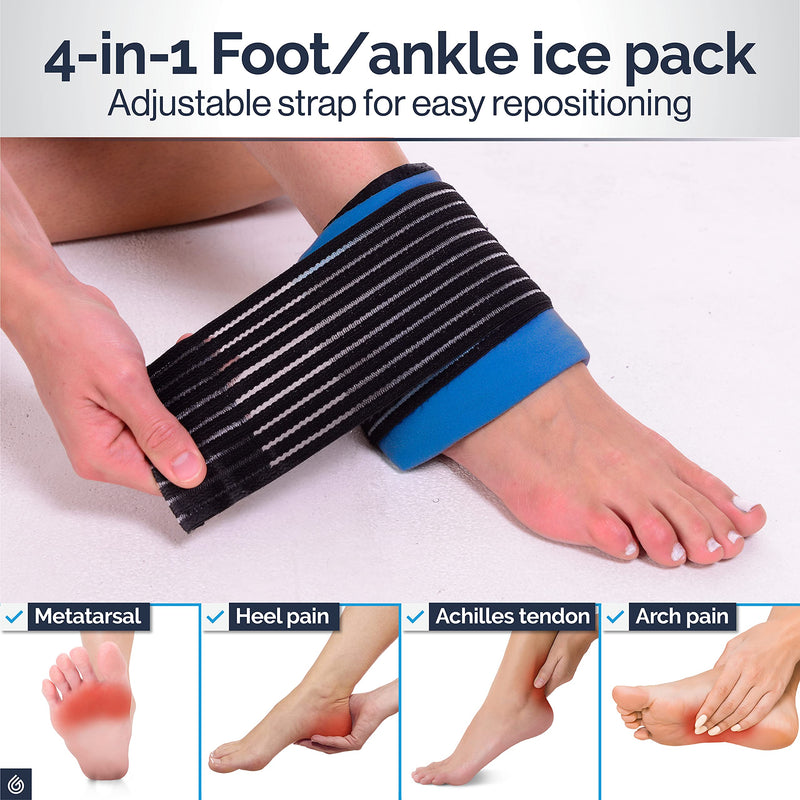 Ankle Ice Pack Wrap for Sports Injuries, Hot/Cold Gel Pack for Plantar Fasciitis, Achilles Tendonitis, Joint Pain Relief - Microwavable Heat/Cold Compress Support for Sore Feet by Gelpacks Direct 1 Count (Pack of 1) - BeesActive Australia