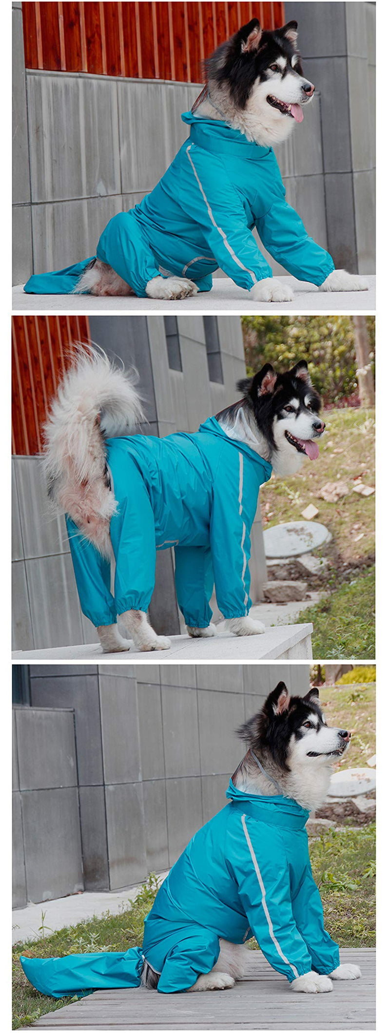 HDKUW Dog Raincoat, Lightweight Dog Rain Jacket Hoodies Waterproof Large Dog Rain Poncho for Medium Large Dog 8XL Blue - BeesActive Australia