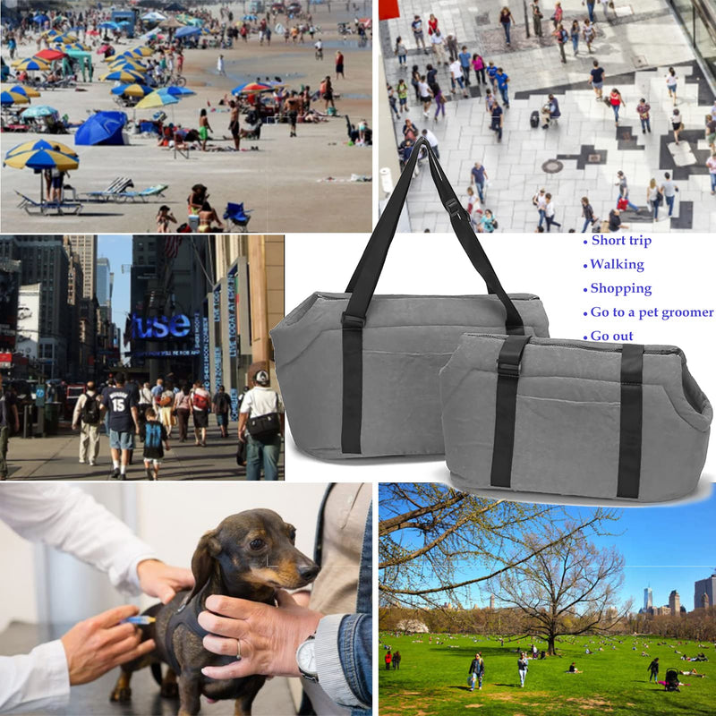 LeerKing Pet Dog Carrier Purse, Soft Sided Puppy Small Medium Dog Carrying Carrier Bag with Pocket Warm Sponge, Pet Cat Carrier Tote Bag for Walking, Subway, Shopping, Hiking, Traveling L Grey-corduroy - BeesActive Australia