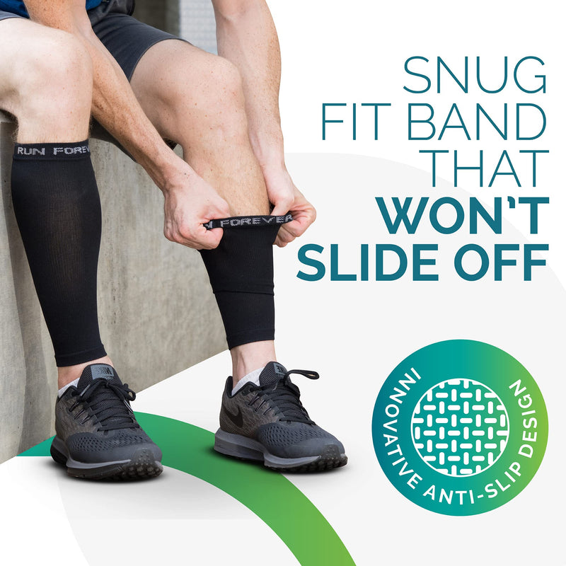Calf Compression Sleeves For Men & Women - Leg Compression Sleeve - Footless Compression Socks for Shin Splint &Varicose Vein Black Large - BeesActive Australia
